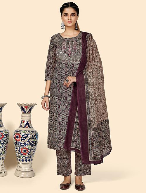purple cotton suit set - 18306189 - Standard Image - 1