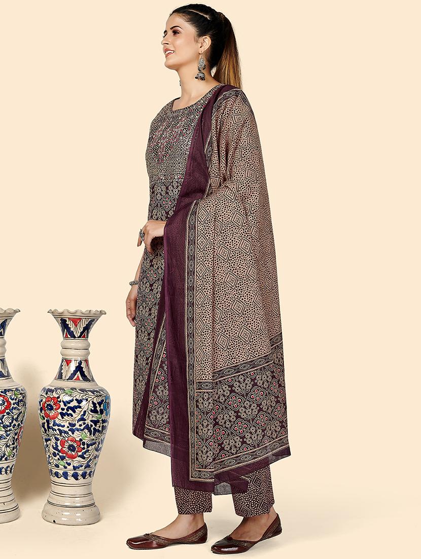 purple cotton suit set - 18306189 - Zoom Image - 2