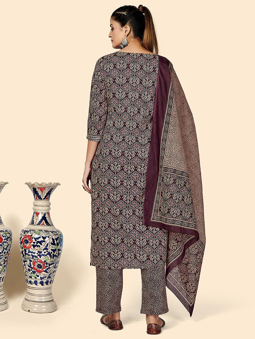 purple cotton suit set - 18306189 - Zoom Image - 3