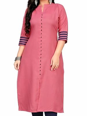 peach cotton kurti - 18306344 - Standard Image - 2