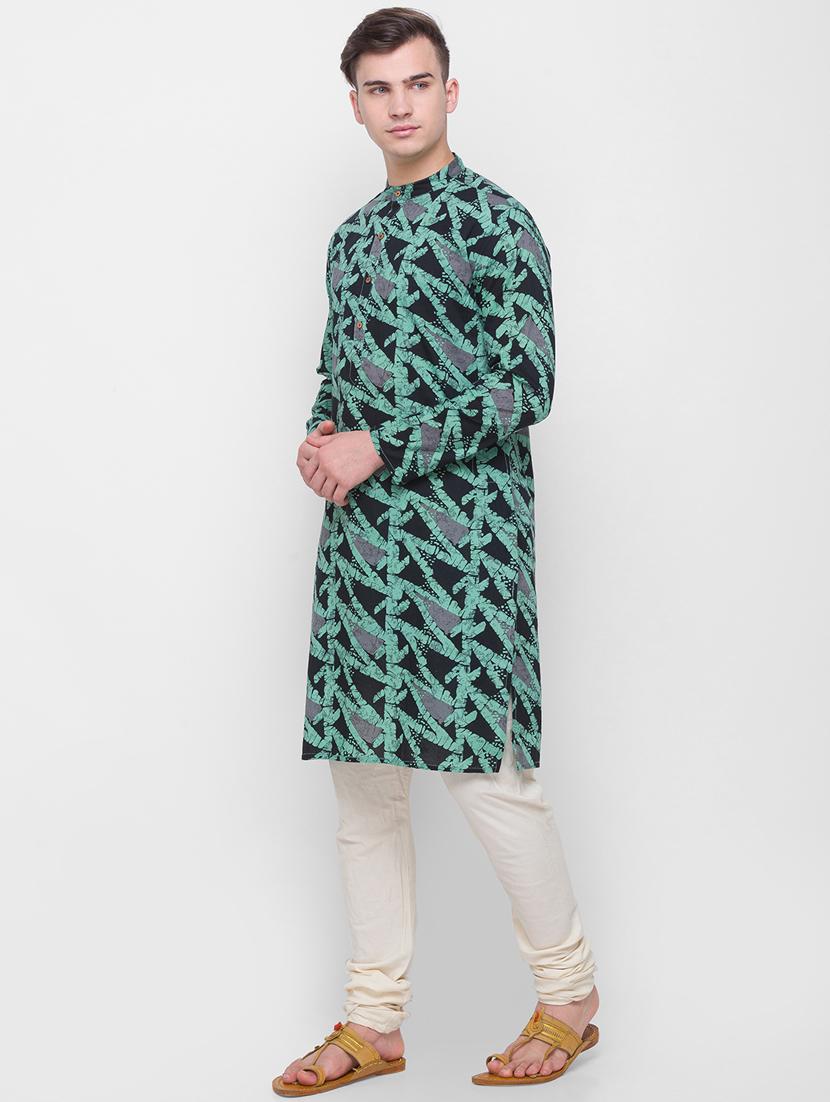 green printed kurta - 18306431 - Zoom Image - 2