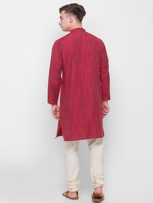red self-designed medium kurta - 18306434 - Standard Image - 3