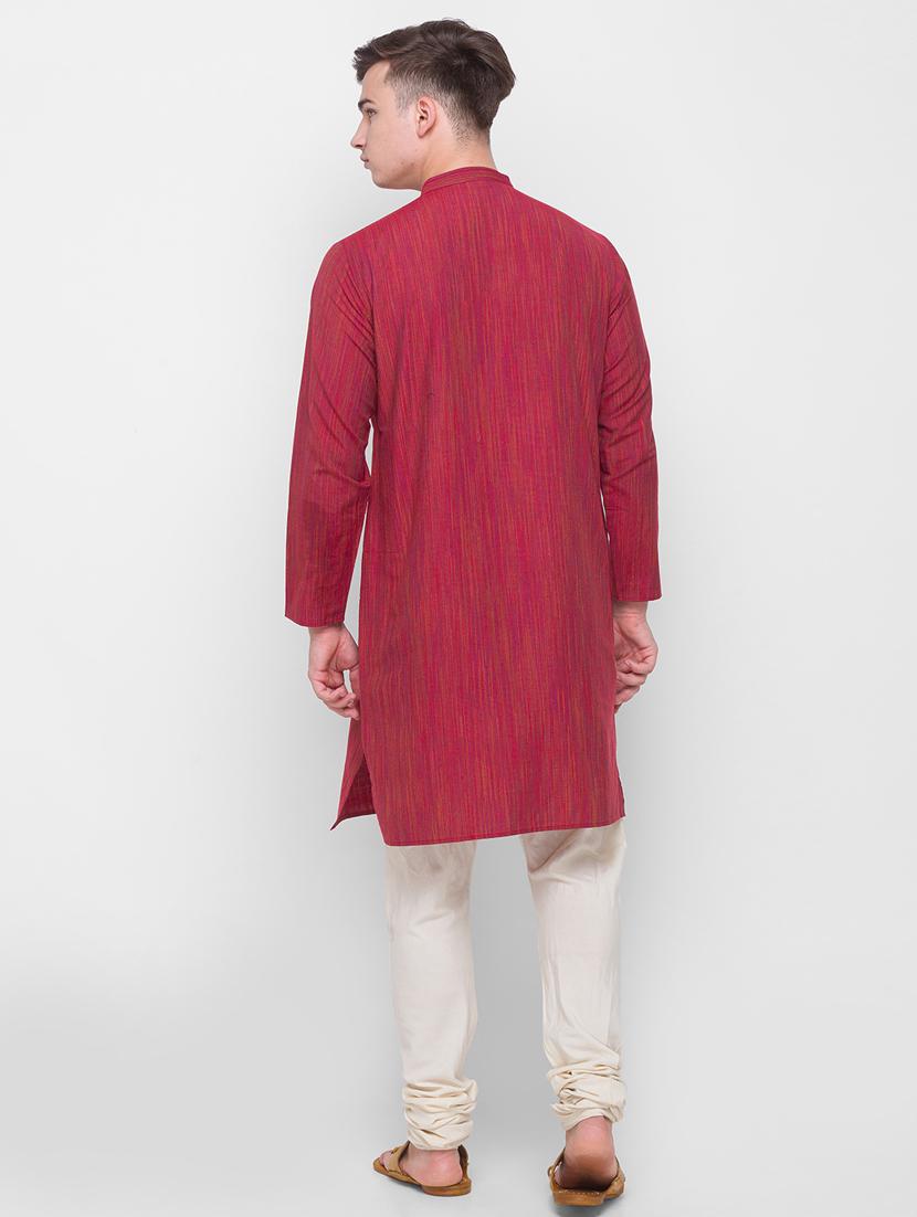 red self-designed medium kurta - 18306434 - Zoom Image - 3