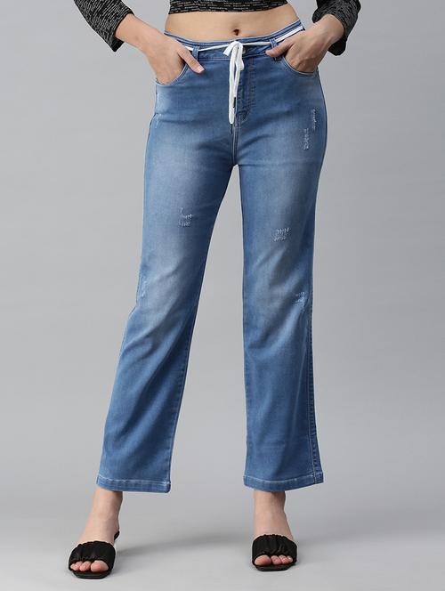 women's distress straight fit jeans - 18306531 -  Standard Image - 0