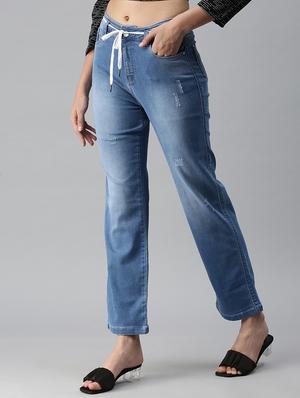 women's distress straight fit jeans - 18306531 -  Standard Image - 1