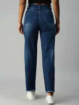 high rise distress wash denim jean - 18306568 - Standard Image - 3