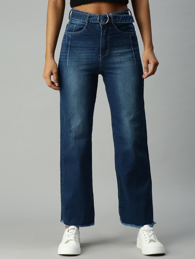 high rise distress wash denim jean - 18306568 - Zoom Image - 1