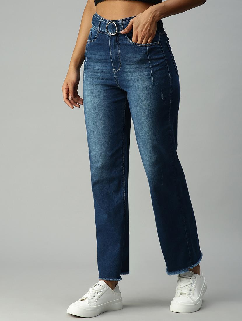 high rise distress wash denim jean - 18306568 - Zoom Image - 2