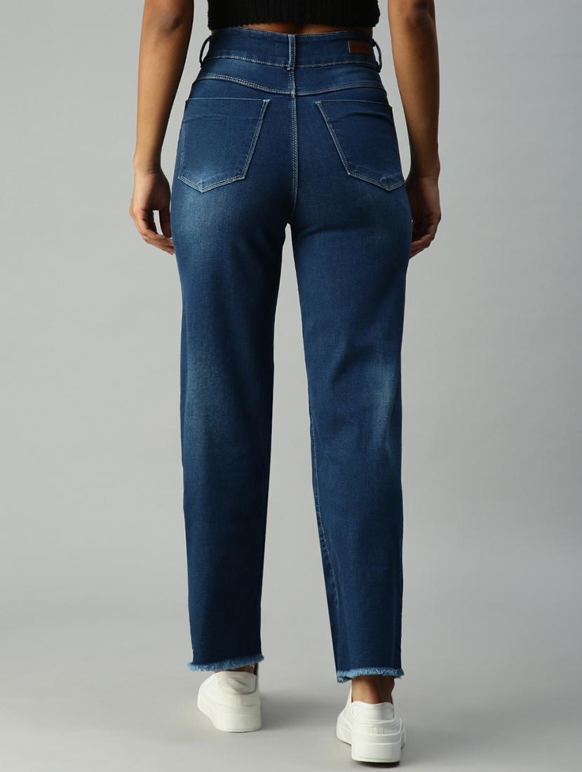 high rise distress wash denim jean - 18306568 - Zoom Image - 3