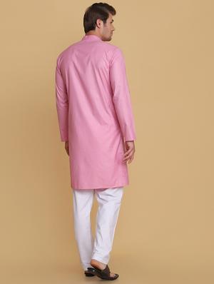 pink solid long kurta - 18307165 - Standard Image - 3