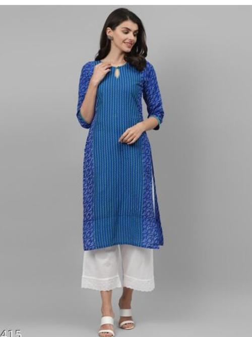 ladies cotton printed kurti blue color - 18307687 - Standard Image - 1