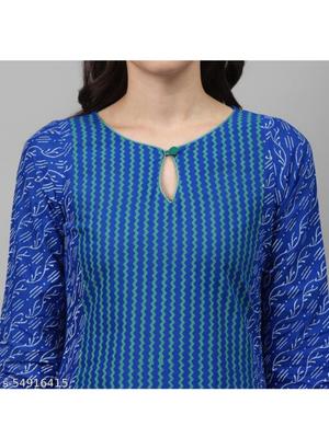 ladies cotton printed kurti blue color - 18307687 - Standard Image - 2