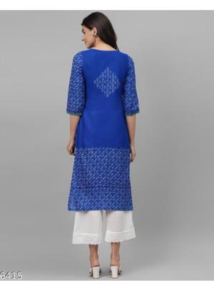ladies cotton printed kurti blue color - 18307687 - Standard Image - 3