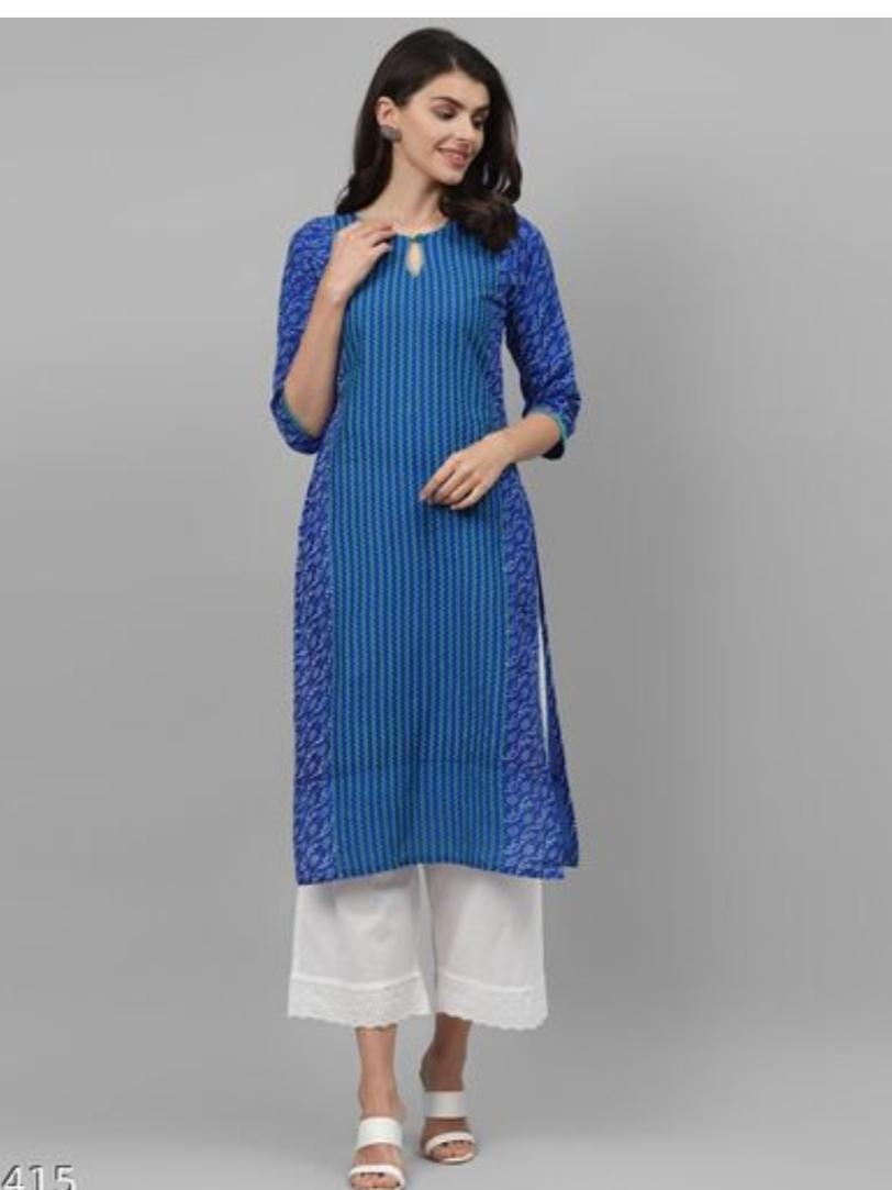 ladies cotton printed kurti blue color - 18307687 - Zoom Image - 1