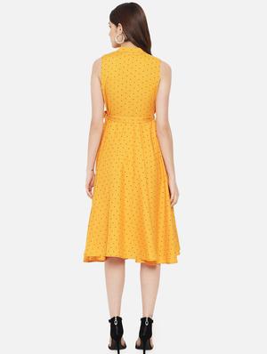 sleeveless polka printed a-line dress - 18307978 - Standard Image - 5