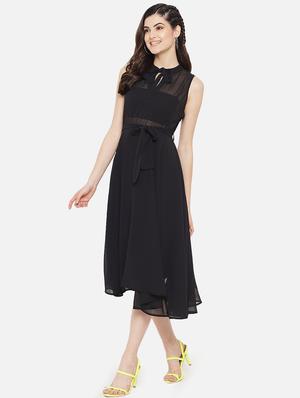 sleeveless solid a-line dress - 18307980 - Standard Image - 2
