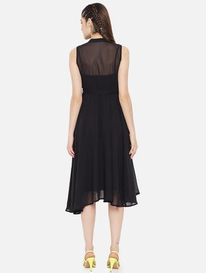sleeveless solid a-line dress - 18307980 - Standard Image - 4