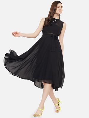 sleeveless solid a-line dress - 18307980 - Standard Image - 5
