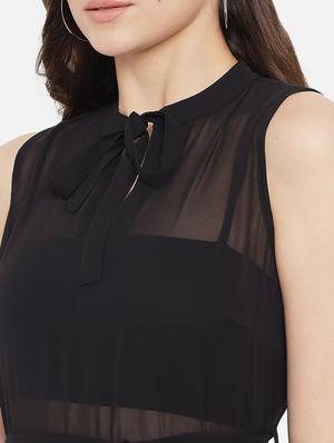 sleeveless solid a-line dress - 18307980 - Standard Image - 6