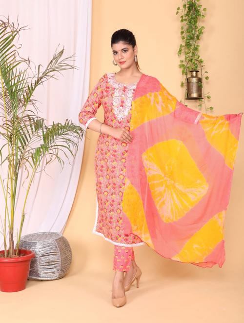 cotton printed suit with dupatta set - 18308030 - Standard Image - 1
