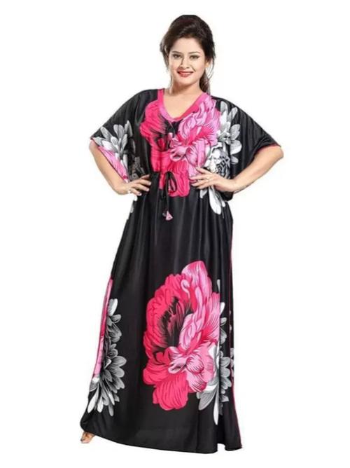 ladies satin printed nighties multi color - 18308722 - Standard Image - 1