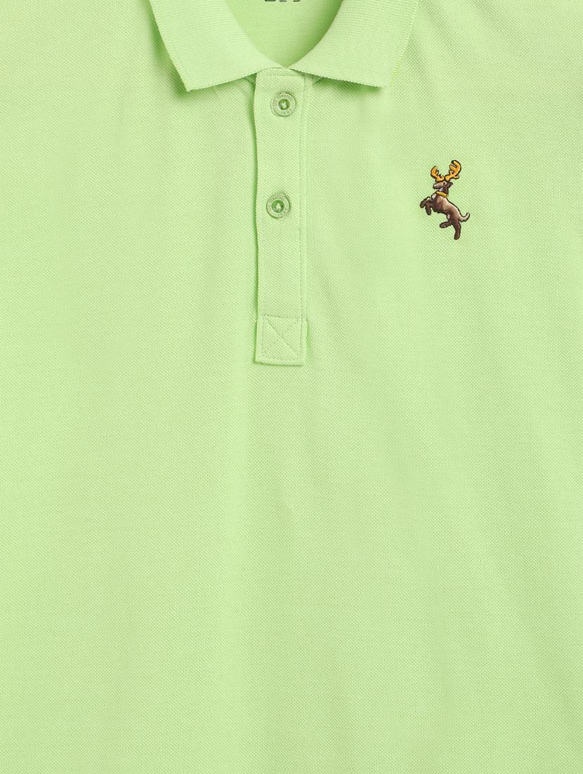 green solid polo t-shirt - 18309141 - Zoom Image - 3