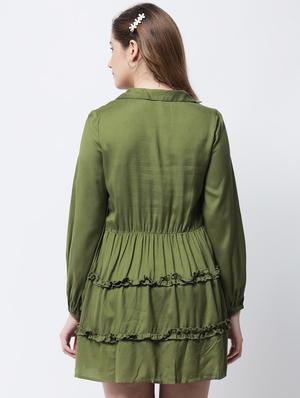 long sleeve solid a-line dress - 18309305 - Standard Image - 3