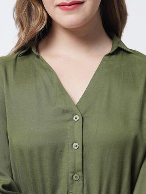 long sleeve solid a-line dress - 18309305 - Standard Image - 5