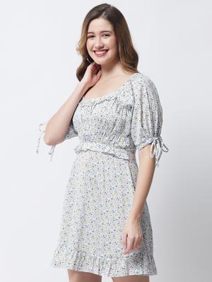 short sleeve printed a-line dress - 18309308 - Standard Image - 2