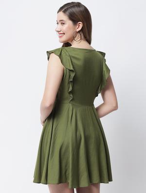 sleeveless solid a-line dress - 18309309 - Standard Image - 3