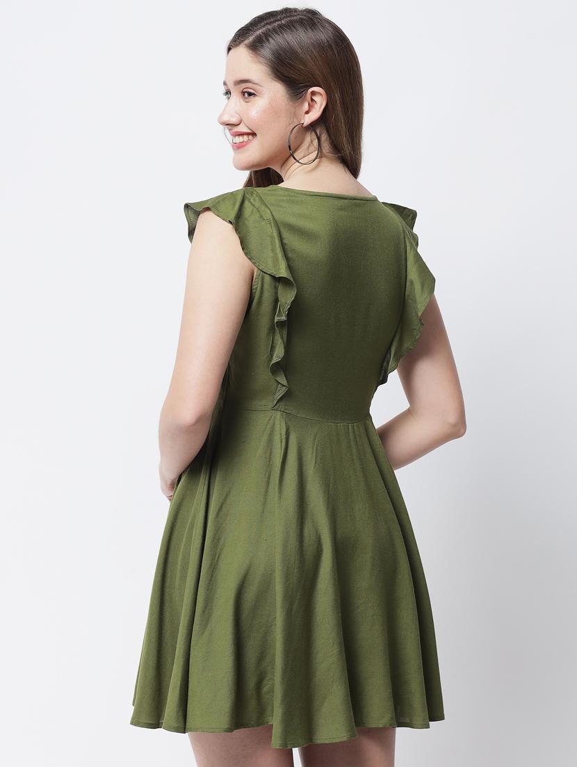 sleeveless solid a-line dress - 18309309 - Zoom Image - 3