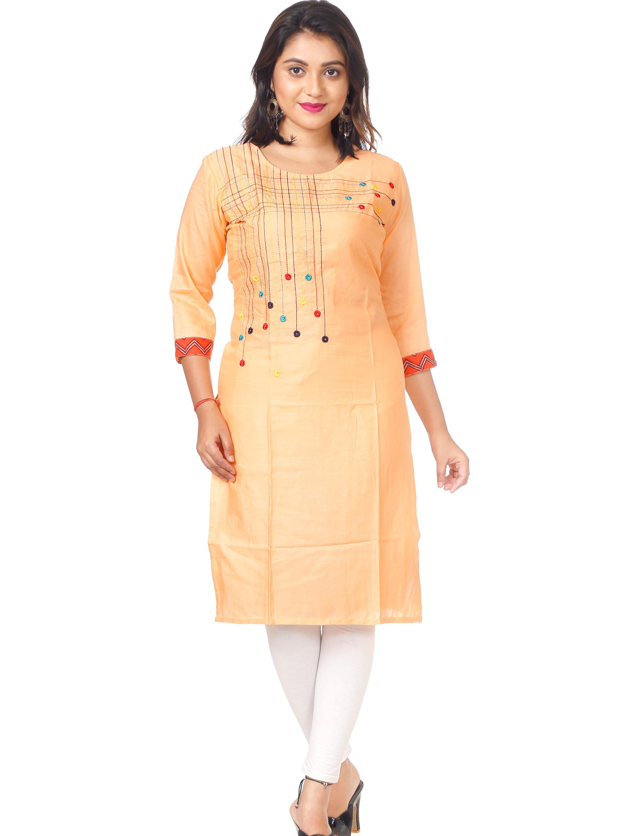 orange rayon kurti - 18309412 - Zoom Image - 3