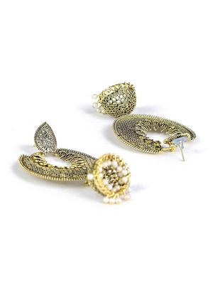 gold metal jhumka earring - 18309413 - Standard Image - 3