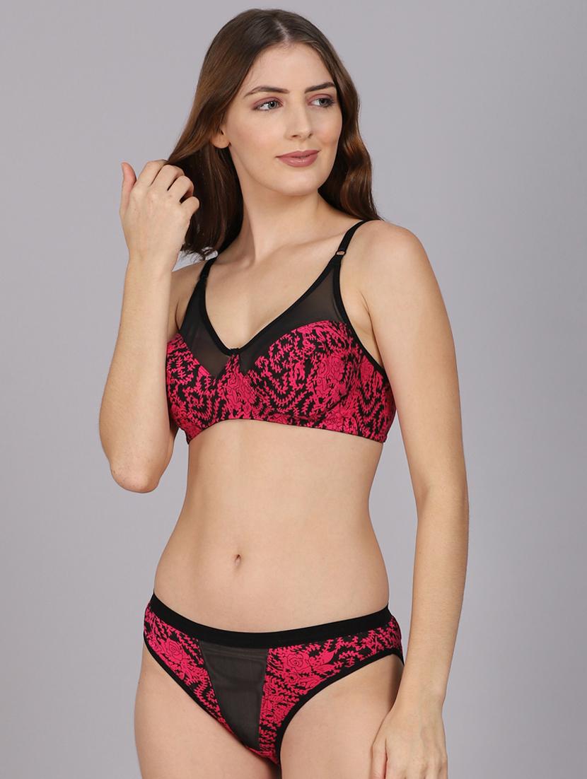 pink printed bra & panty set - 18309833 - Zoom Image - 3