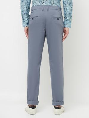 blue solid casual trouser - 18309944 - Standard Image - 3