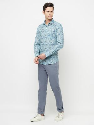 blue solid casual trouser - 18309944 - Standard Image - 4