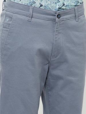 blue solid casual trouser - 18309944 - Standard Image - 5