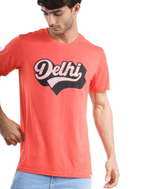 orange chest print t-shirt - 18309970 - Standard Image - 1