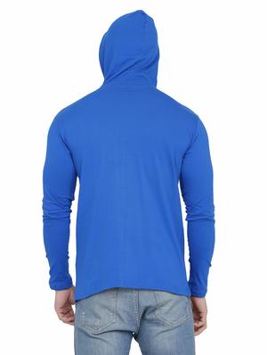 blue solid hooded casual jacket - 18310355 - Standard Image - 3