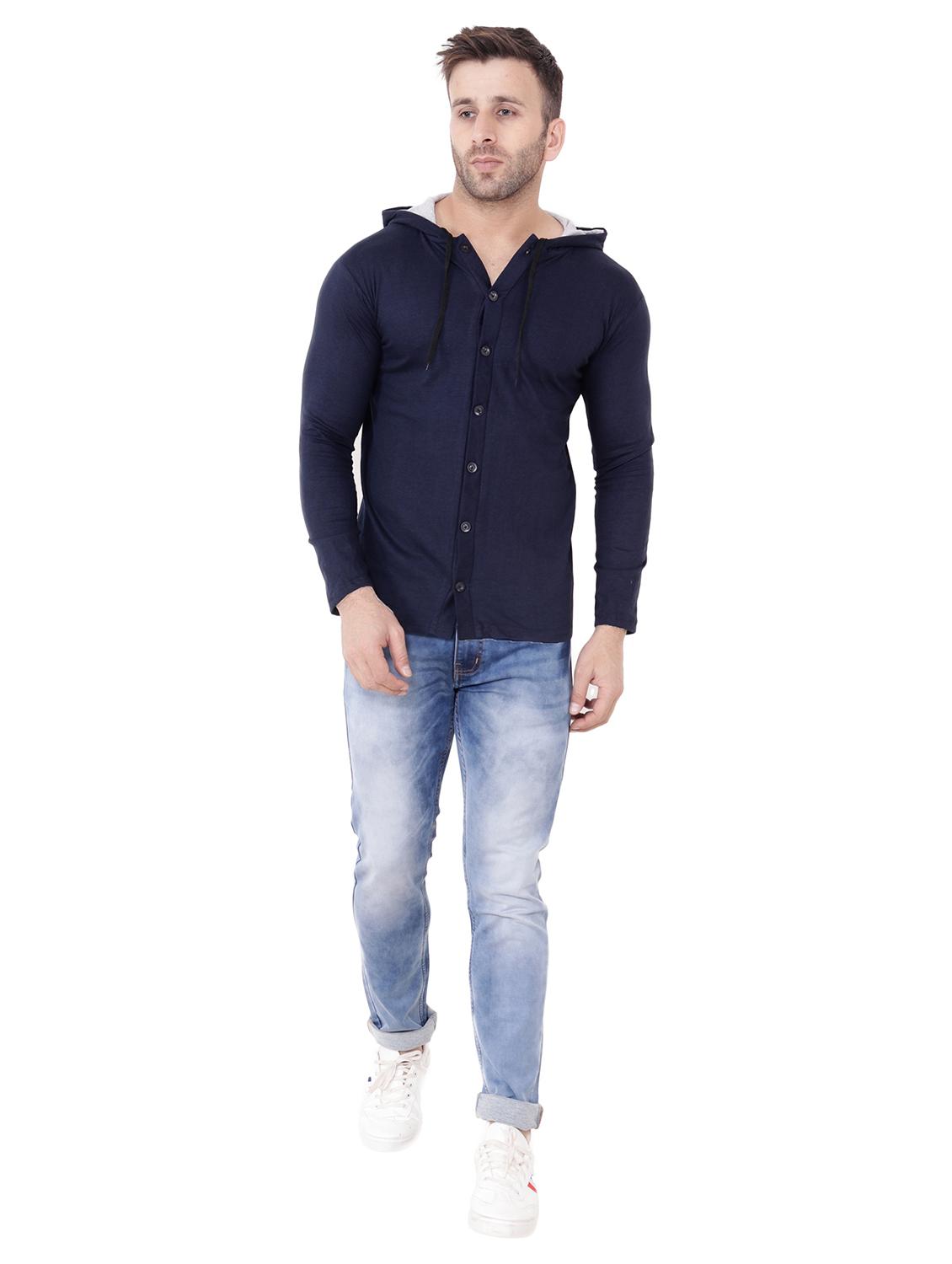 dark blue solid hooded casual jacket - 18310358 - Zoom Image - 4