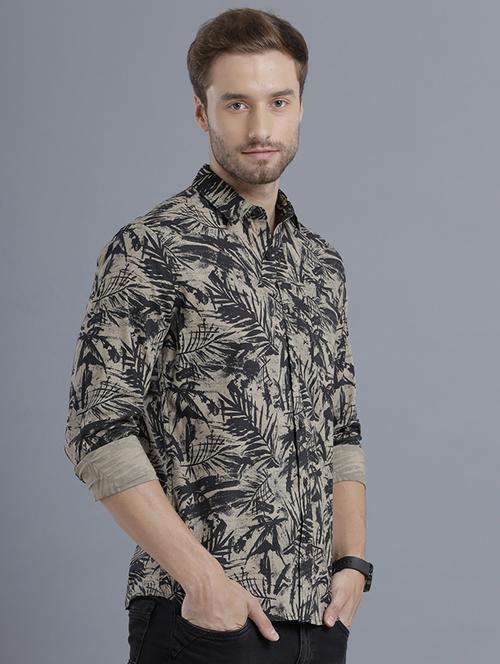 beige printed casual shirt - 18310396 - Very Small Image - 1