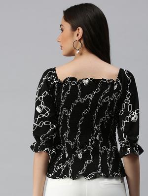 square neck printed regular top - 18310529 - Standard Image - 3