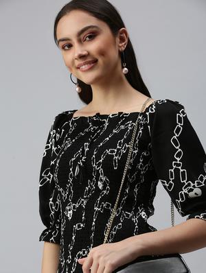 square neck printed regular top - 18310529 - Standard Image - 4