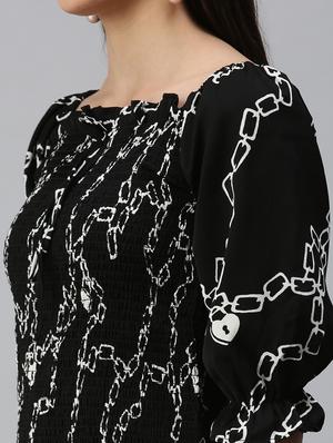 square neck printed regular top - 18310529 - Standard Image - 6