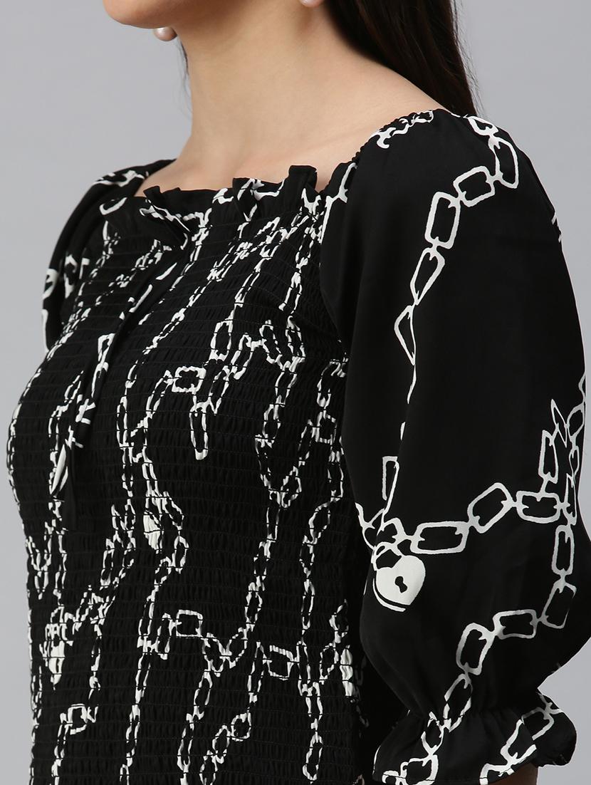 square neck printed regular top - 18310529 - Zoom Image - 6