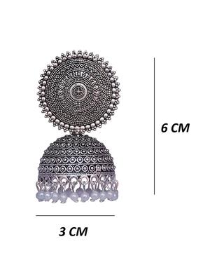 silver graceful delightful jhumka earrings - 18311500 - Standard Image - 3