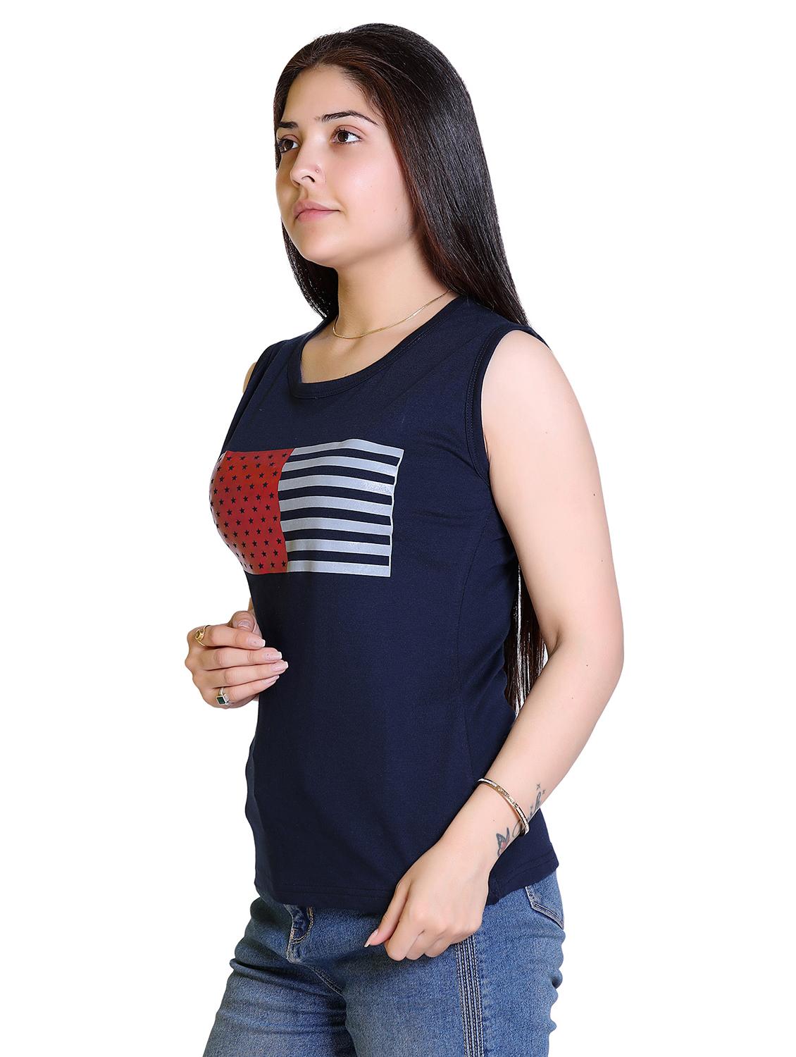 printed sleeveless regular top - 18311980 - Zoom Image - 2