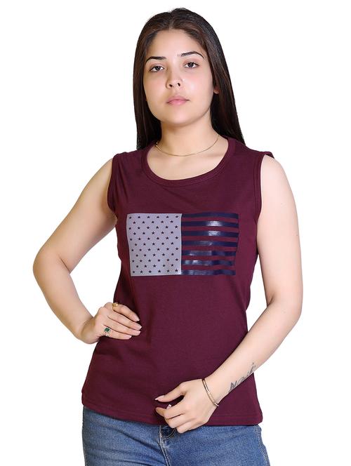 printed sleeveless regular top - 18311981 - Standard Image - 1