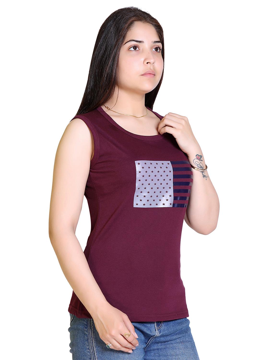 printed sleeveless regular top - 18311981 - Zoom Image - 2