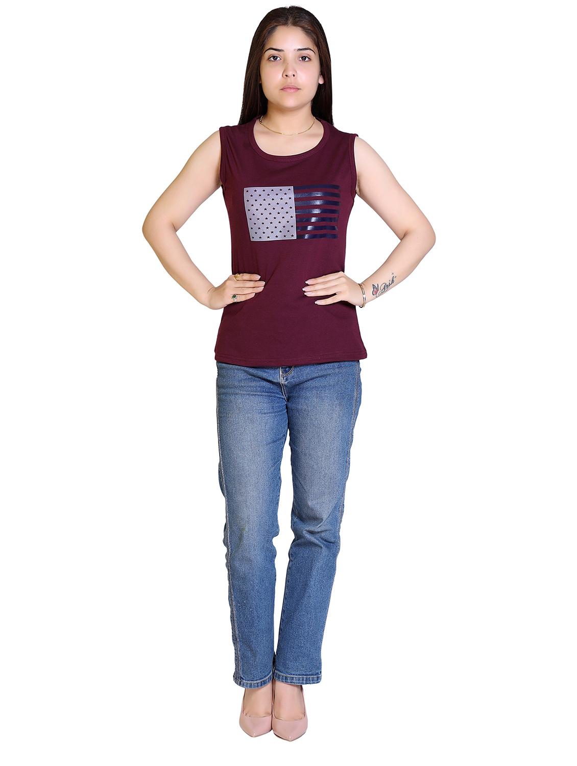 printed sleeveless regular top - 18311981 - Zoom Image - 4